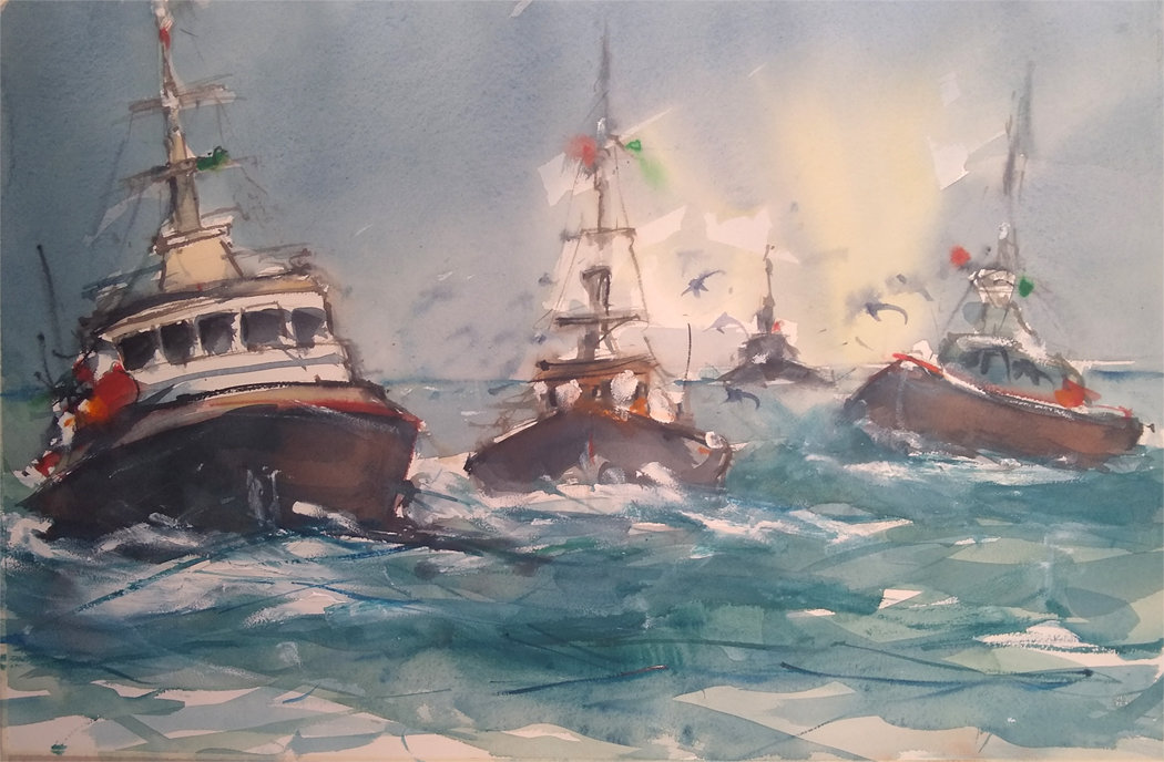 Rentrée de la flotte à Guilvinec (Bretagne)