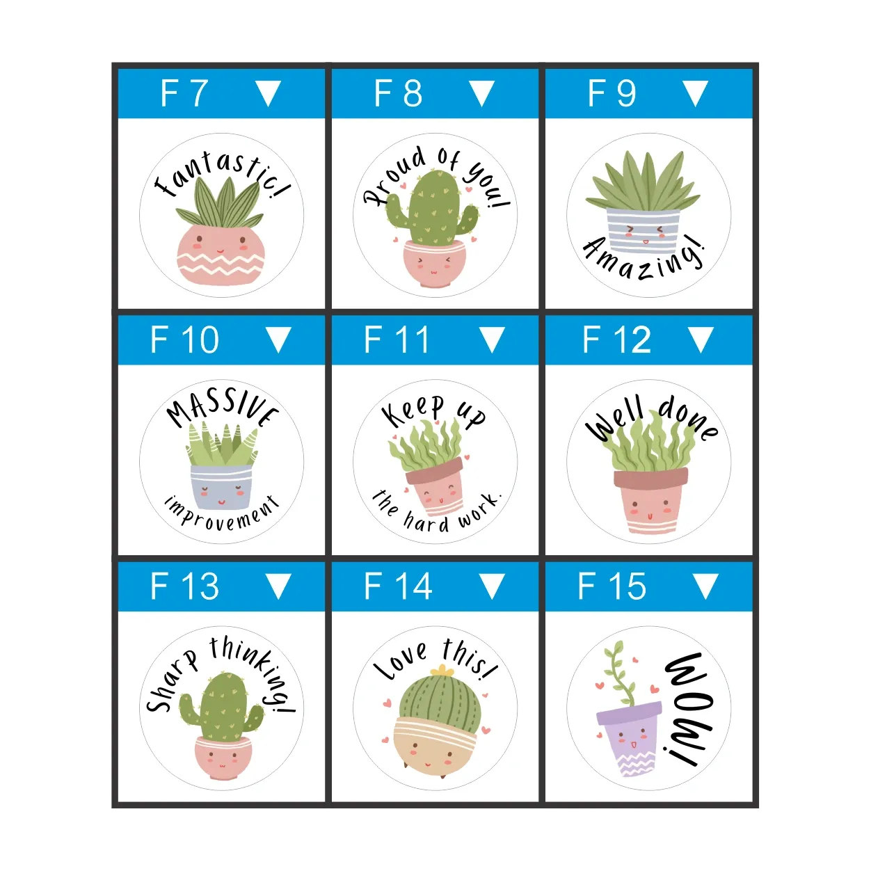 Cactus Teacher Stickers – Sharp Praise for Smart Learners