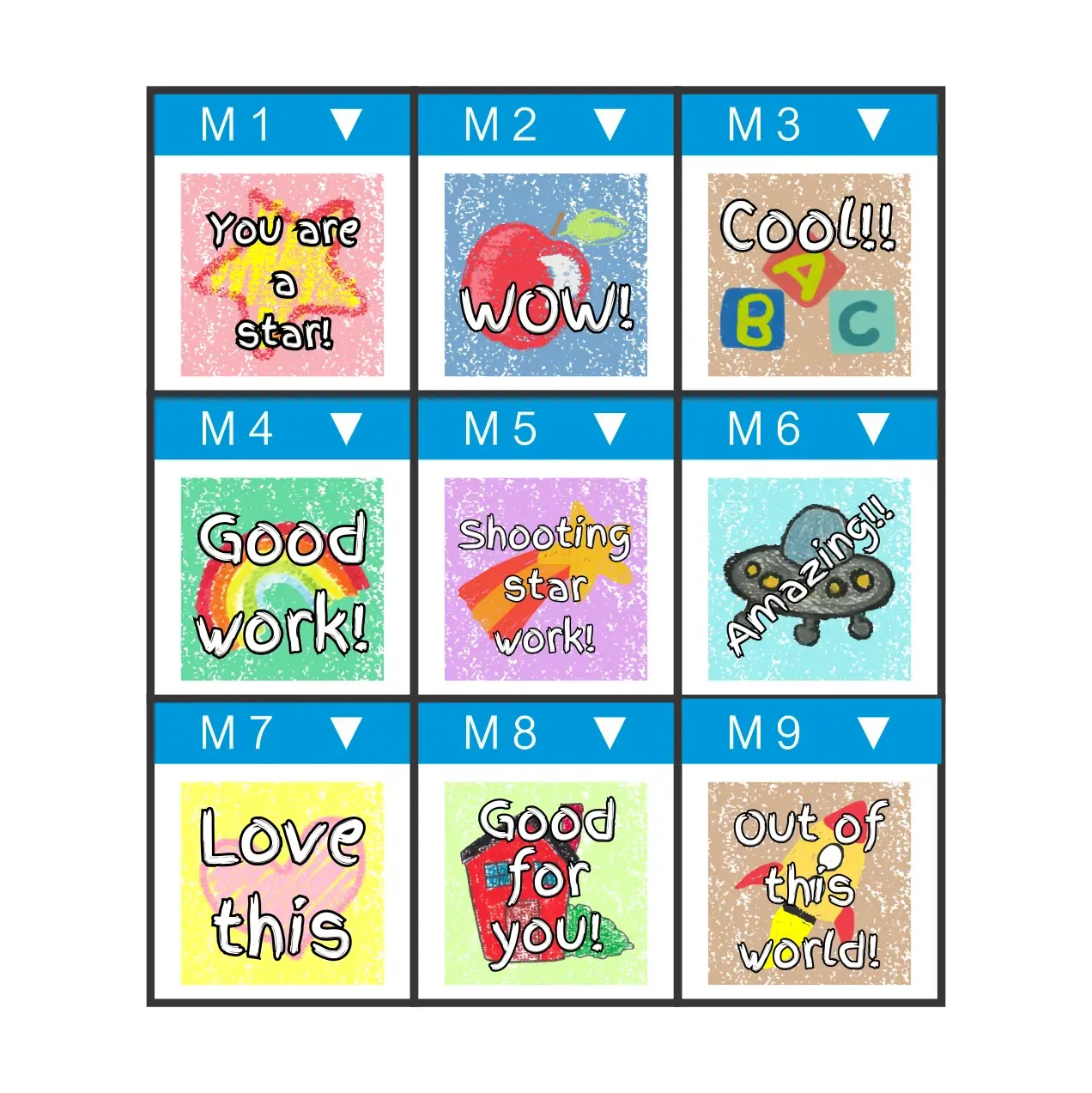Crayon Vibe Vinyl Reward Stickers for Teachers – Bright &amp; Encouraging Messages