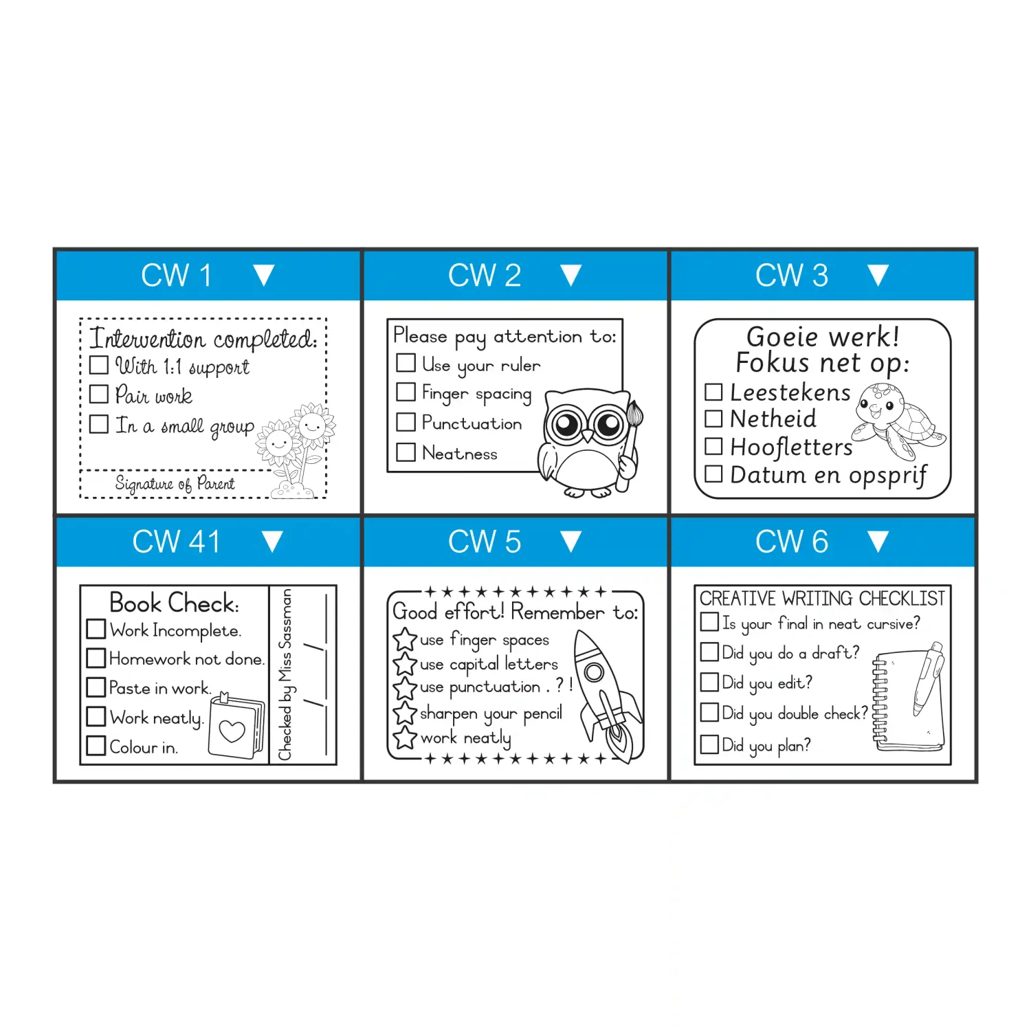 Medium Checklist Teacher Stamp – Duo Handle (35mm x 50mm)