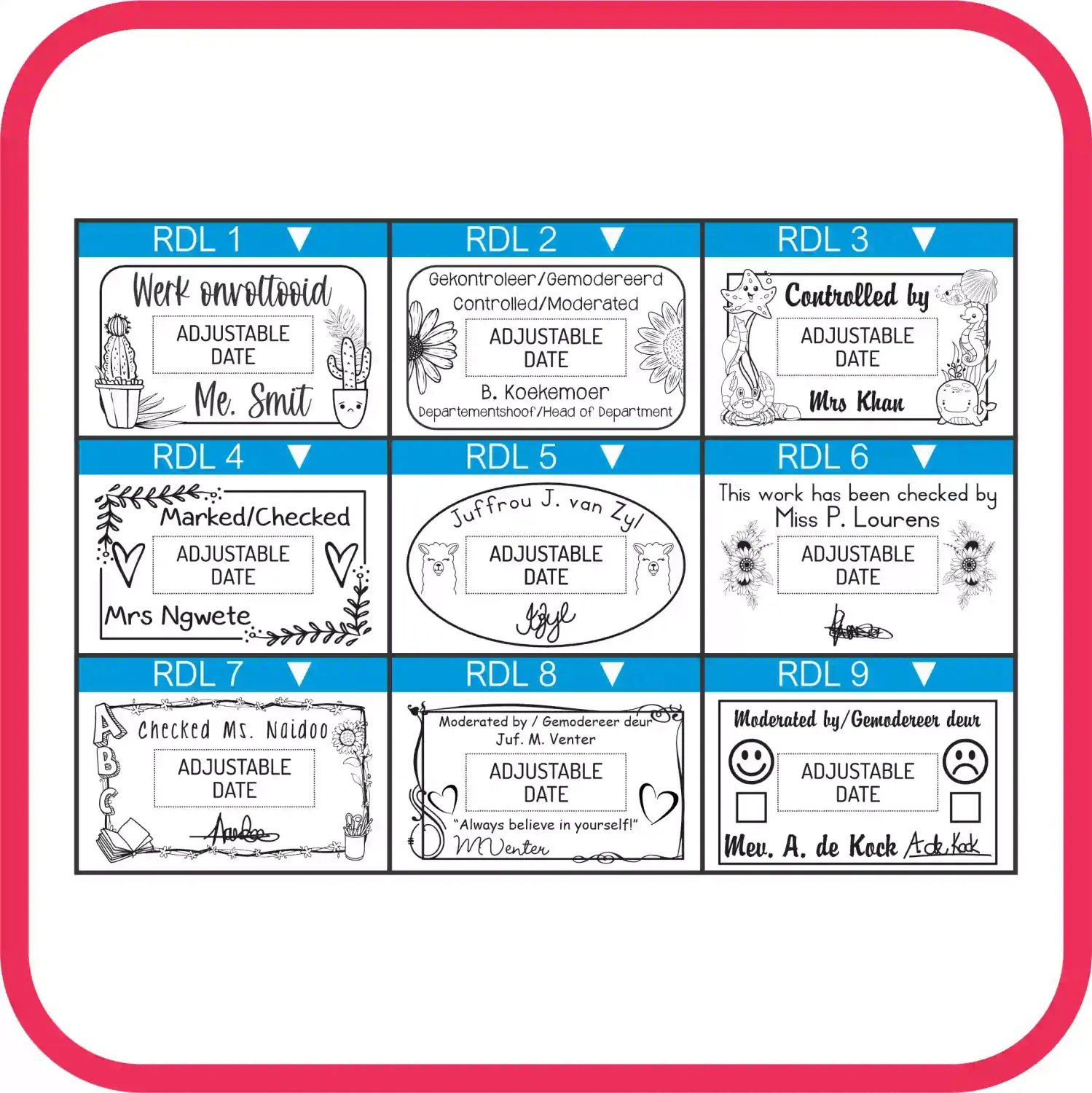 Medium Rectangular Date Stamps - S-827D