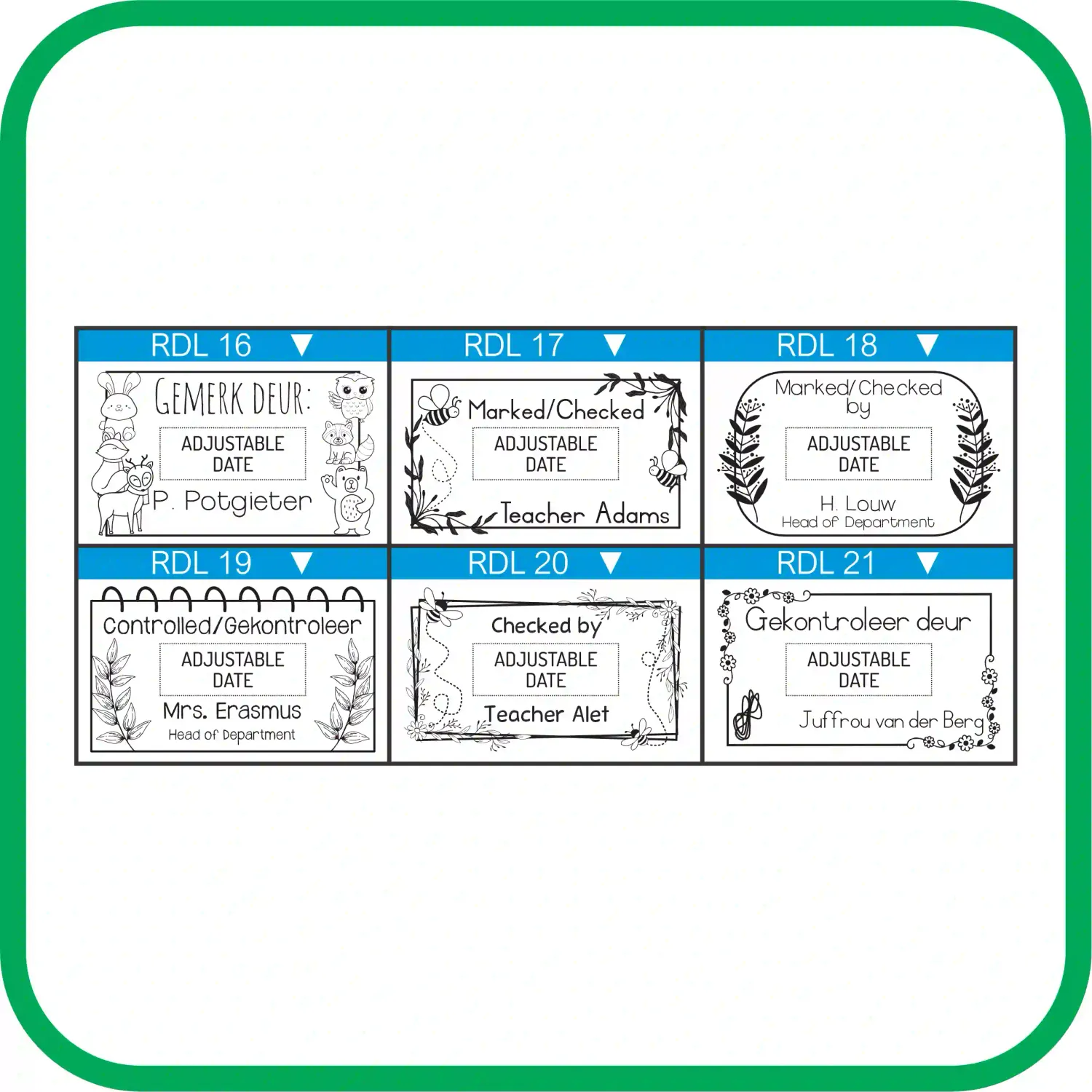 Large Rectangular Date Stamps - S-828D