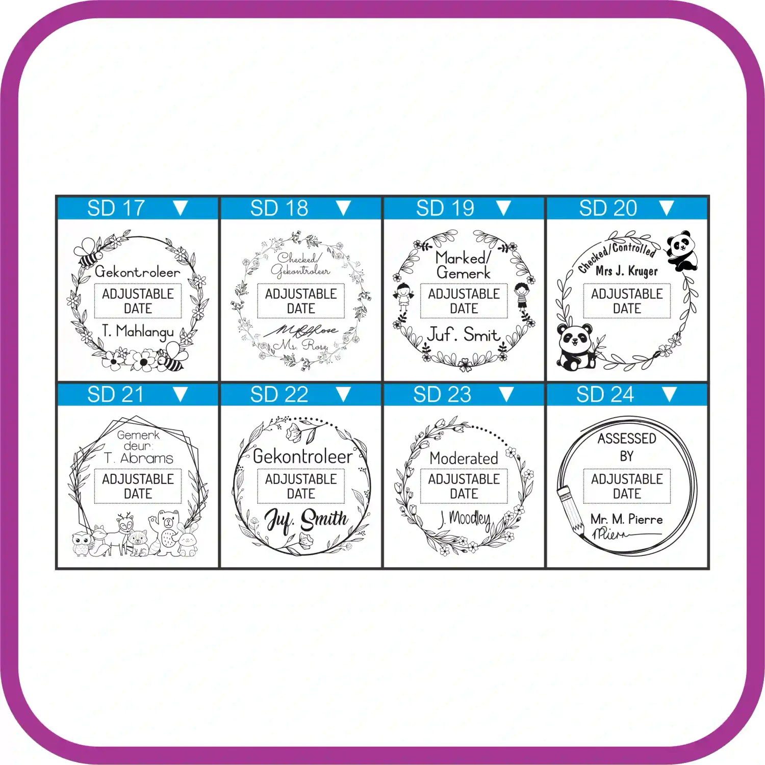 Large Teacher Date Stamp – Square or Circle – Shiny S-542D