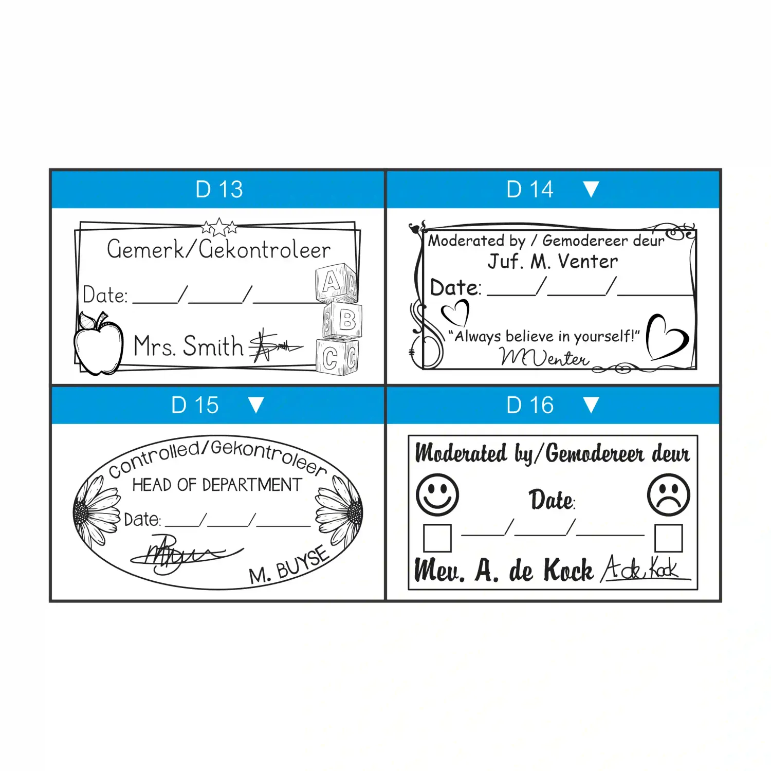 Large Rectangular Teacher Stamp – Write-In Date – Duo Handle (40 x 75mm)