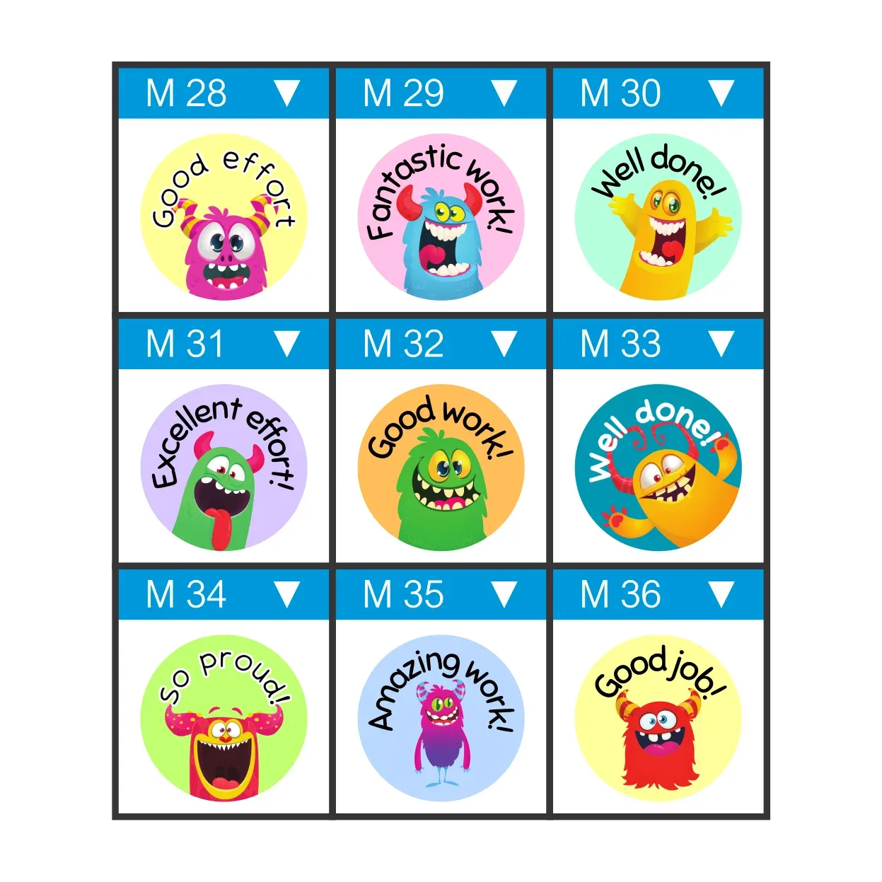 Teacher Stickers – Monster Motivation Range