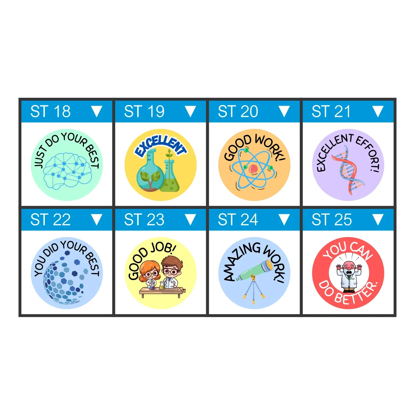12 x Tech &amp; Science Stickers – Motivation for Future Inventors