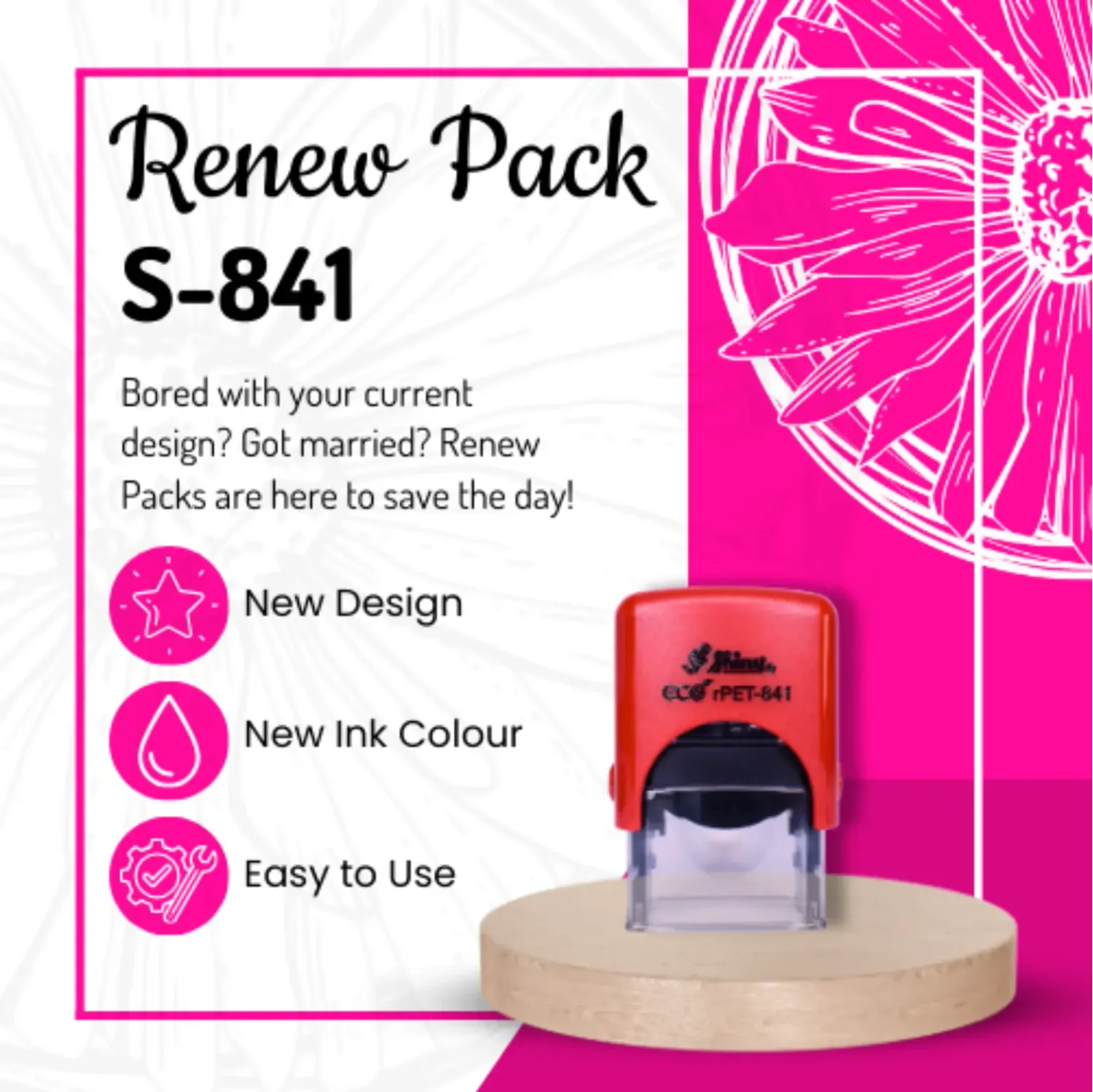 Renew Pack for Rectangular Text Stamp - Small - rPET-841