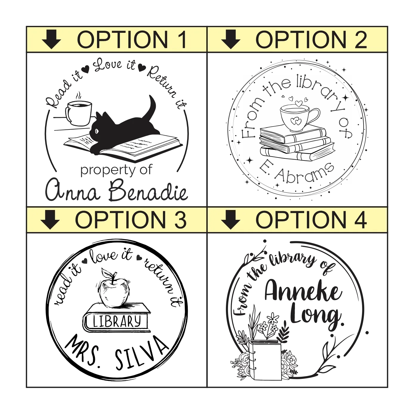 Personalised Library Ex Libris Stamp | Book Lover Gift - S-542