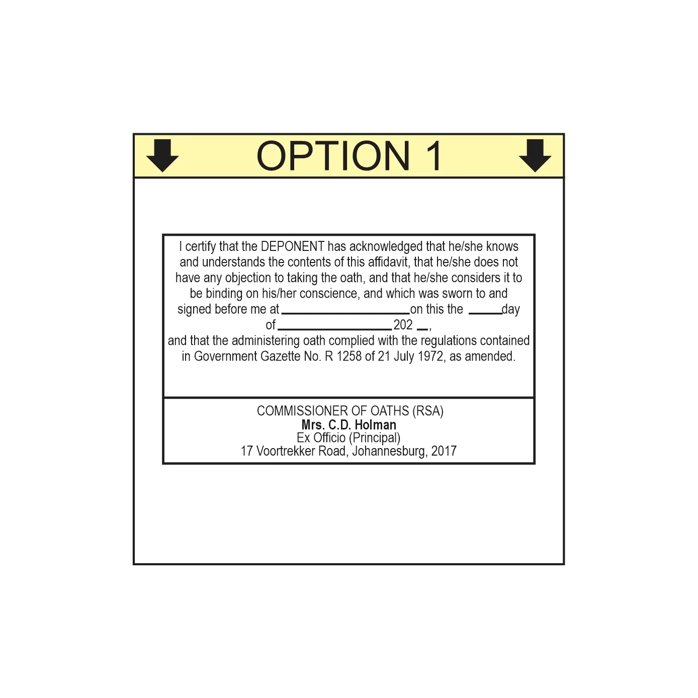 Commissioner of Oaths Self-Inking Stamp -Shiny S-829