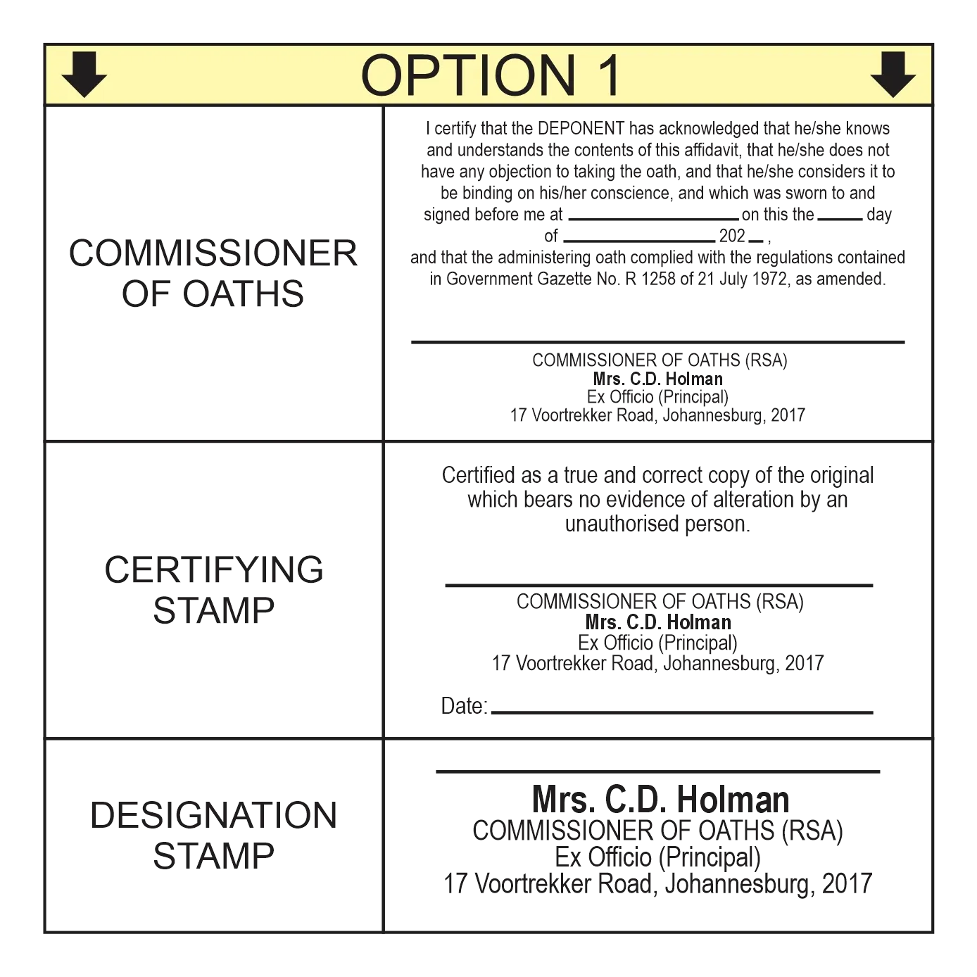 Commissioner of Oaths Stamp Set – Self-Inking