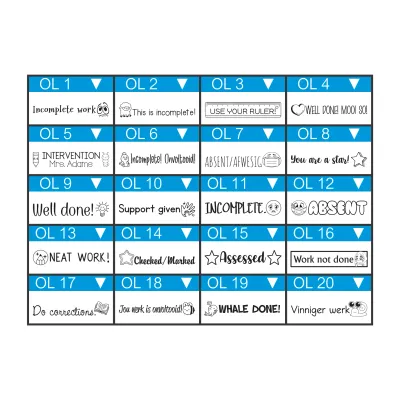 Small One-Liner Teacher Stamp – 30mm x 6mm Wooden Block with Pictures