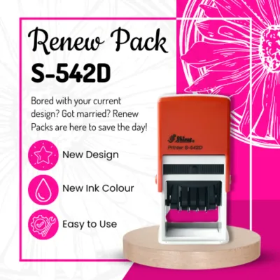 Renew Pack for Large Teacher Date Stamp – Square or Circle – Shiny S-542D