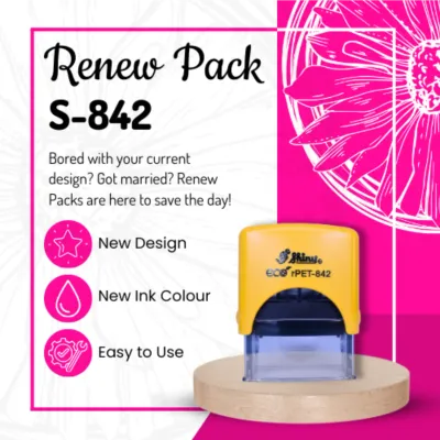 Renew Pack for Rectangular Text Stamp – Self-Inking – rPET S-842