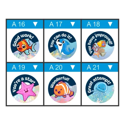 12 x Ocean Teacher Stickers – Praise from Under the Sea