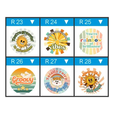 12 x Groovy Classroom Stickers – Retro Rewards for Cool Kids