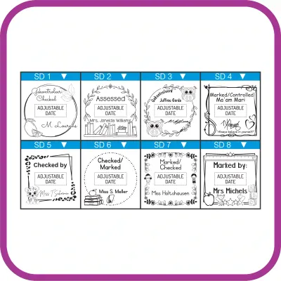 Large Personalised Teacher Date Stamp – Square/Circle S-542D Large Personalised Teacher Date Stamp – Square/Circle S-542D