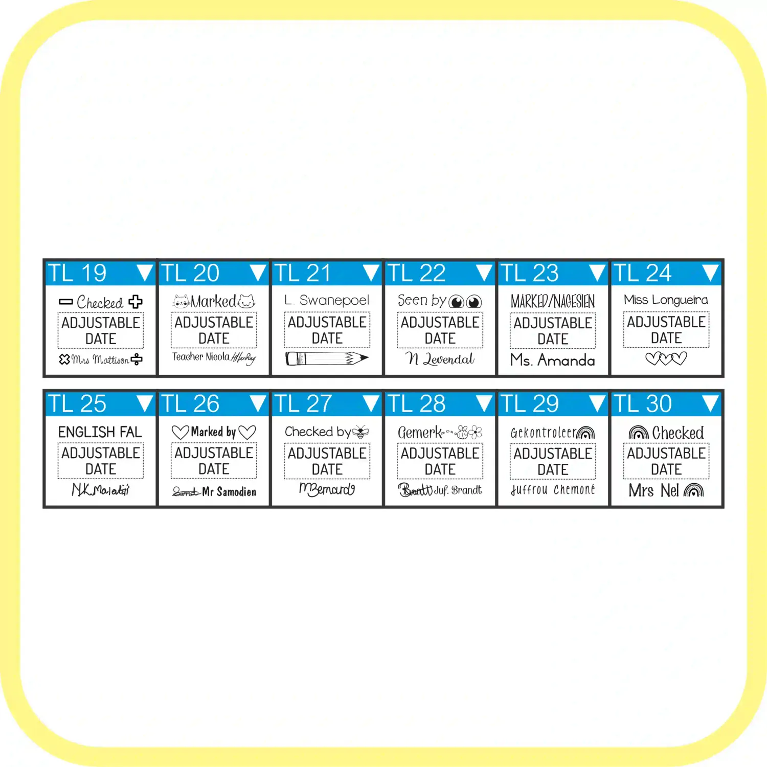 Mini Teacher Date Stamp – Compact Two-Line – Shiny S-302D