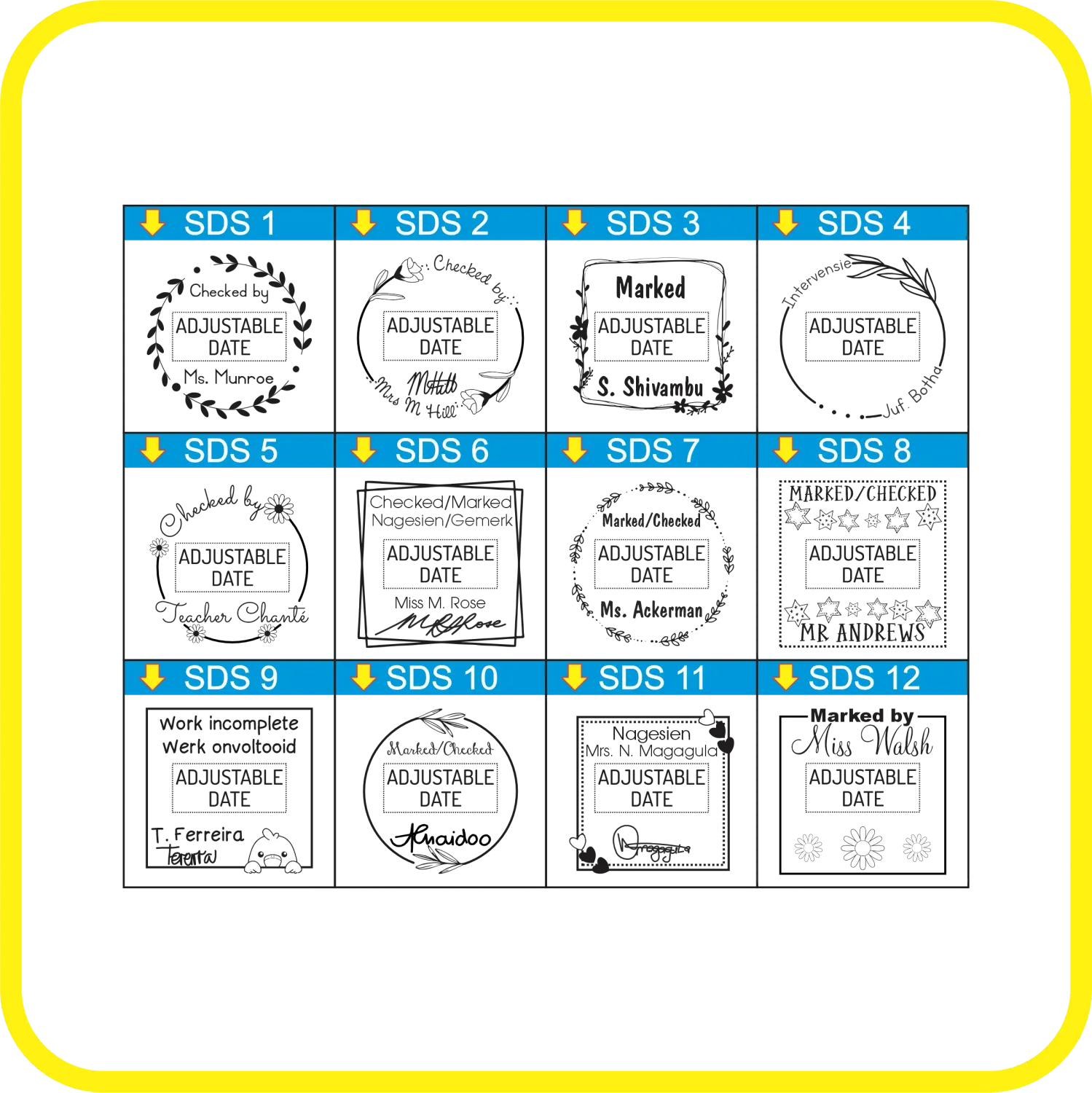 Personalised Teacher Date Stamp – Square/Circle S-530D