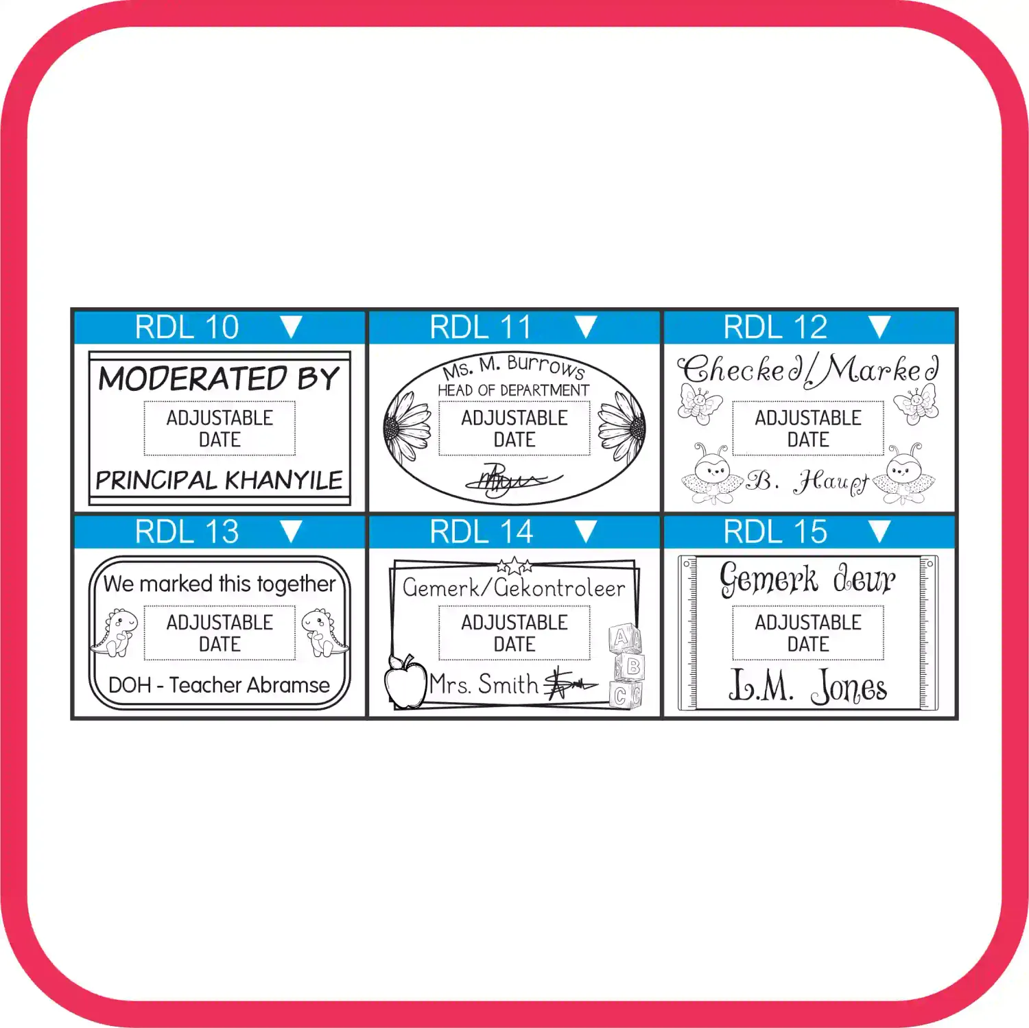 Medium Rectangular Date Stamps - S-827D