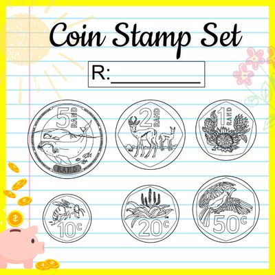 South African Coin Set, Real-Life Sized, 7-Piece Set
