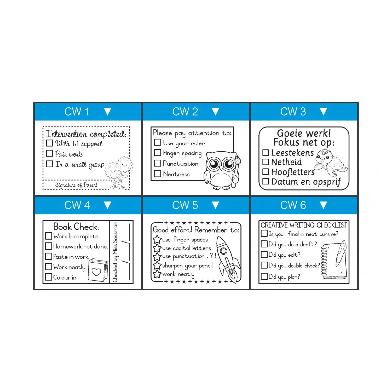Medium Checklist Teacher Stamp – Duo Handle (35mm x 50mm)