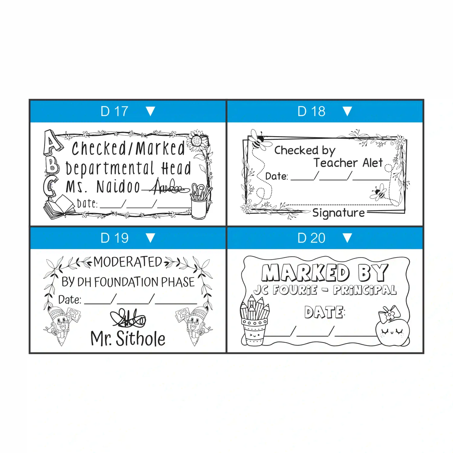 Large Rectangular Teacher Stamp – Write-In Date – Duo Handle (40 x 75mm)