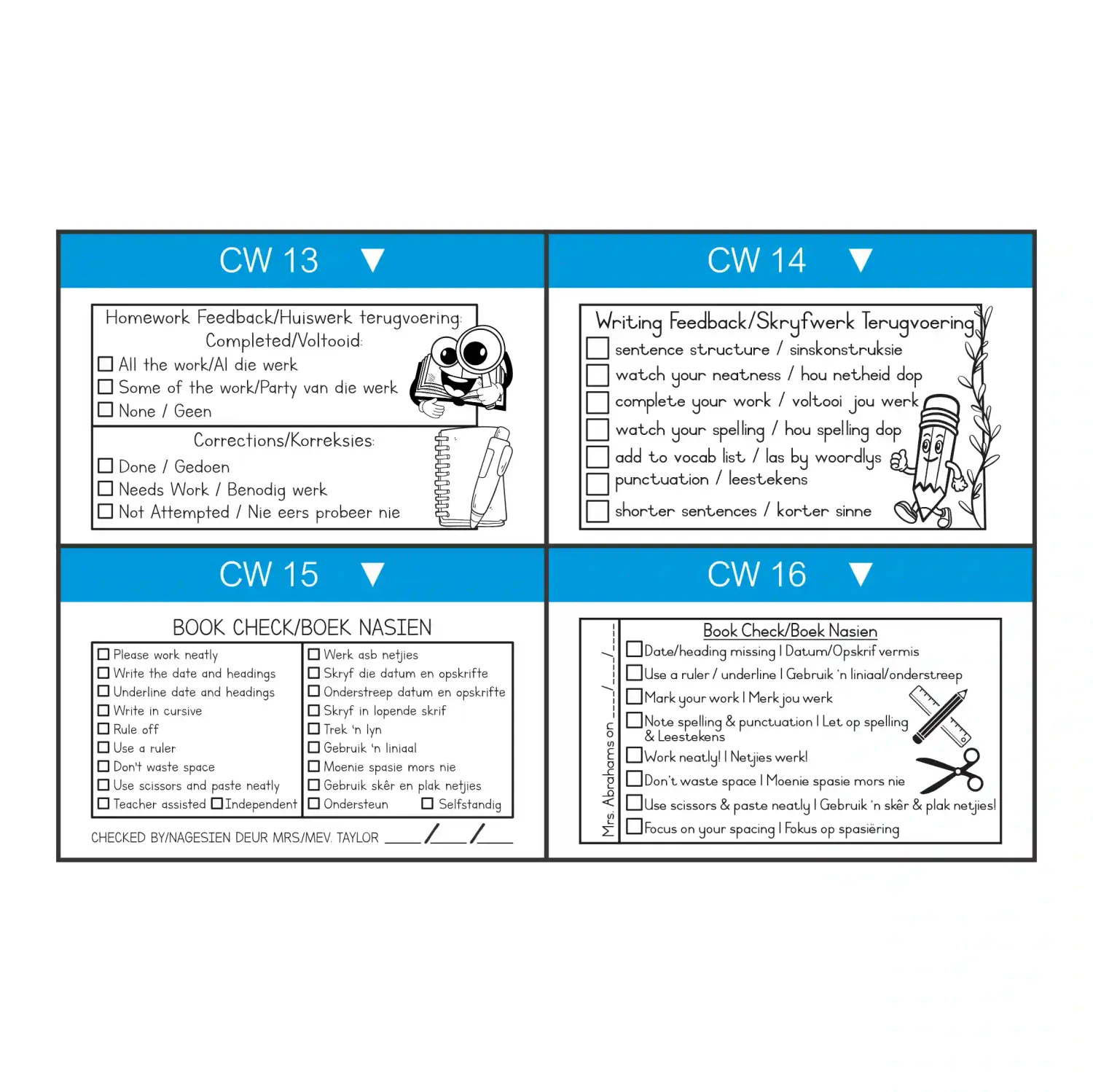 Large Checklist Teacher Stamp – Duo Handle with Cap (40mm x 75mm)