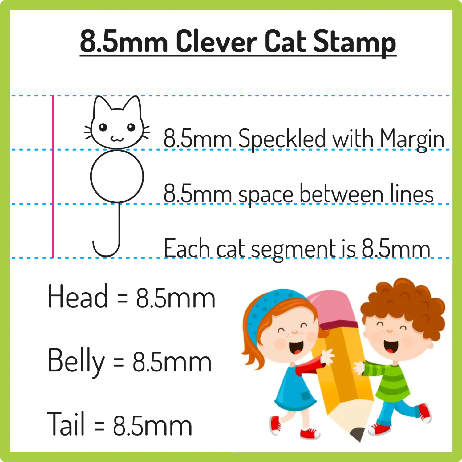 8.5mm Clever Cat Wooden Stamp – Fits 17mm Speckled with Margin Books