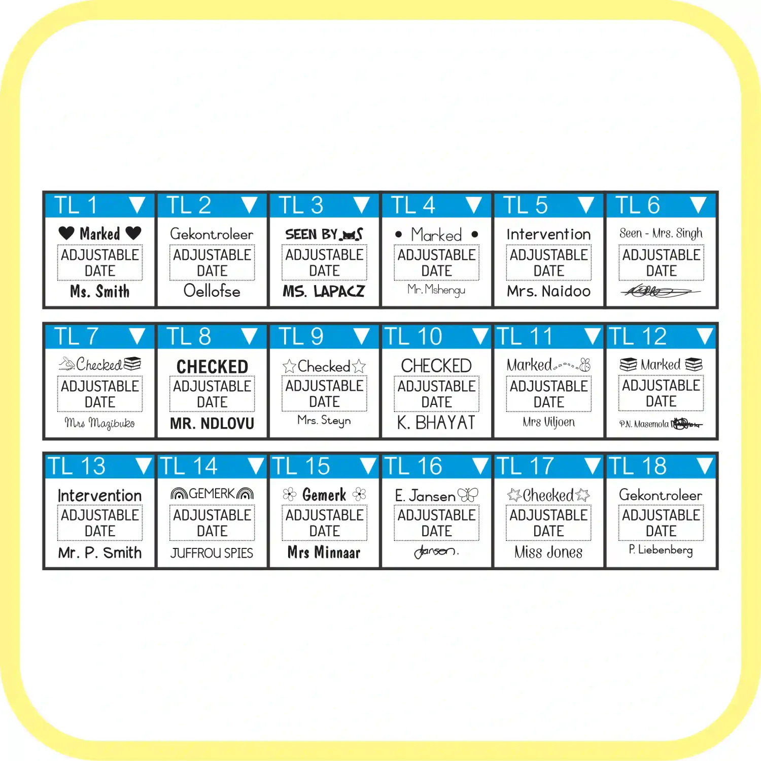 Renew Pack for Mini Teacher Date Stamp – Compact Two-Line – Shiny S-302D