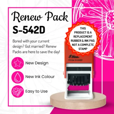 Renew Pack for Large Teacher Date Stamp – Square or Circle – Shiny S-542D