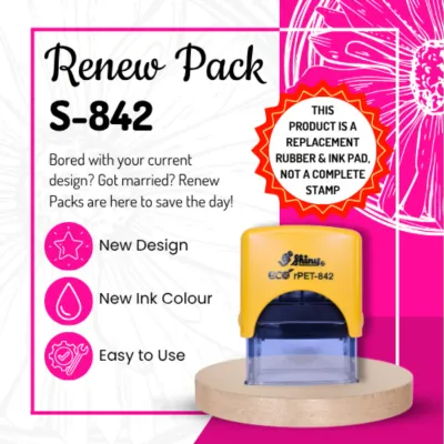 Renew Pack for Rectangular Text Stamp – Self-Inking – rPET S-842