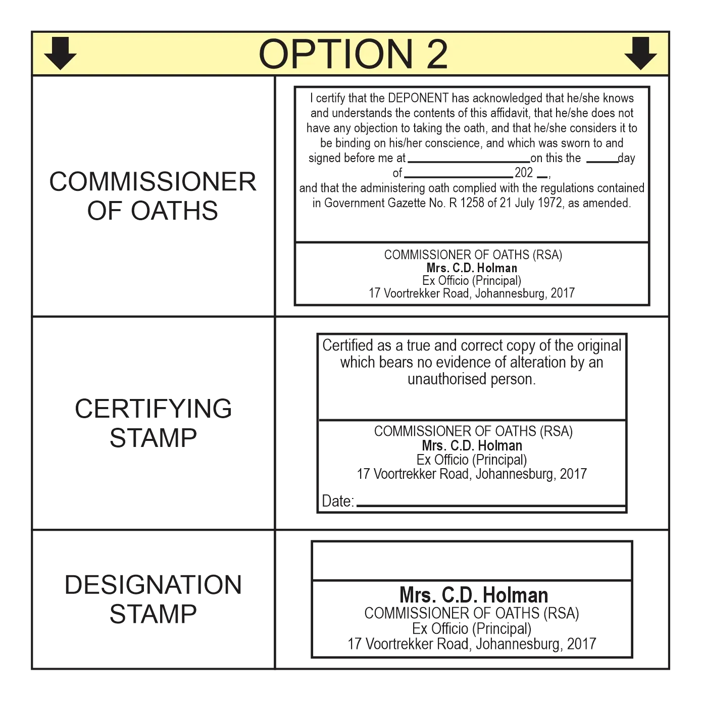 Commissioner of Oaths Stamp Set – Self-Inking
