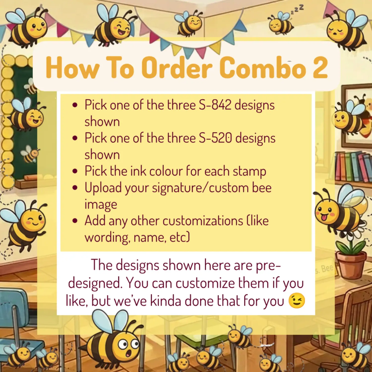 Busy Bee Classroom Stamp Combo 2 – 2 Self-Inking Teacher Stamps