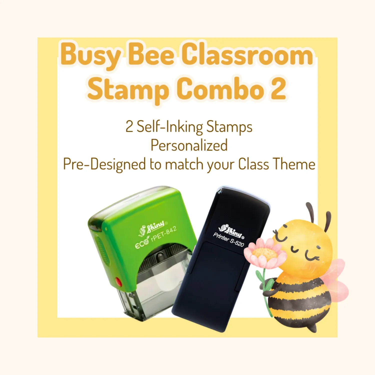 Busy Bee Classroom Stamp Combo 2 – 2 Self-Inking Teacher Stamps