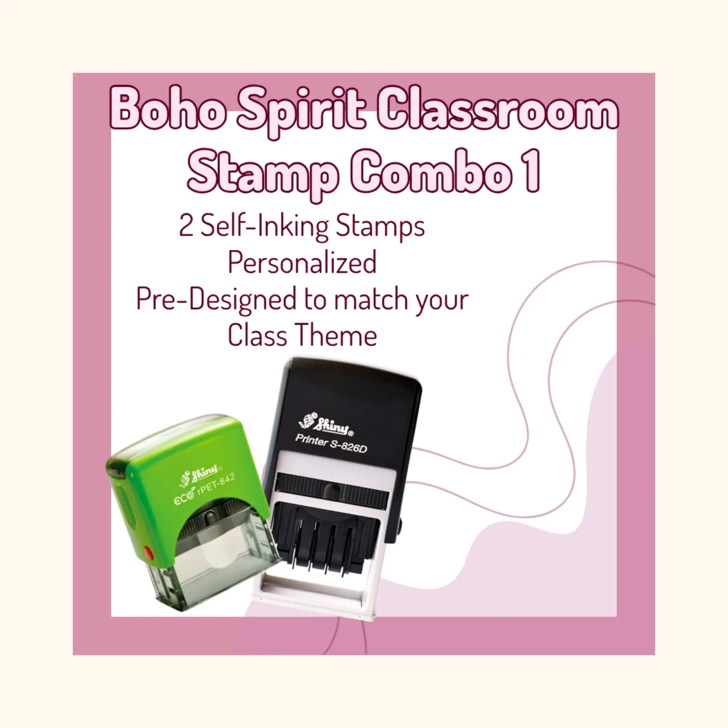 Boho Spirit Classroom Stamp Combo 1 – 2 Self-Inking Teacher Stamps