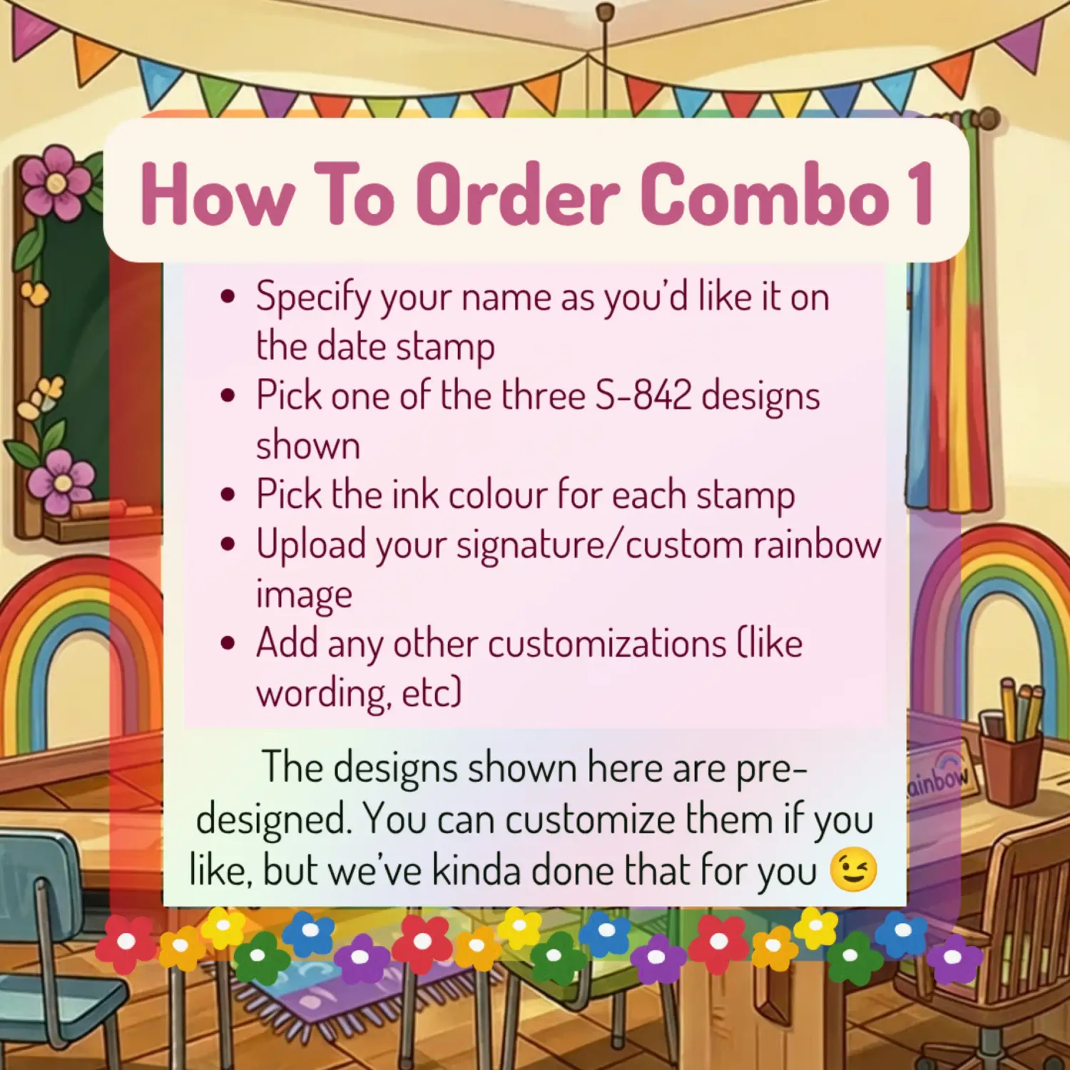 Rainbow Classroom Stamp Combo 1 – 2 Self-Inking Teacher Stamps