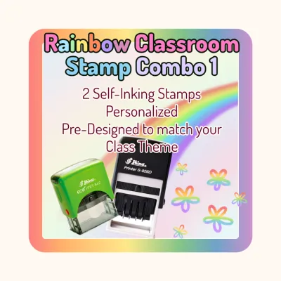 Rainbow Classroom Stamp Combo 1 – 2 Self-Inking Teacher Stamps