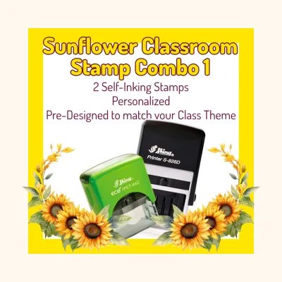 Sunflower Classroom Stamp Combo 1 – 2 Self-Inking Teacher Stamps