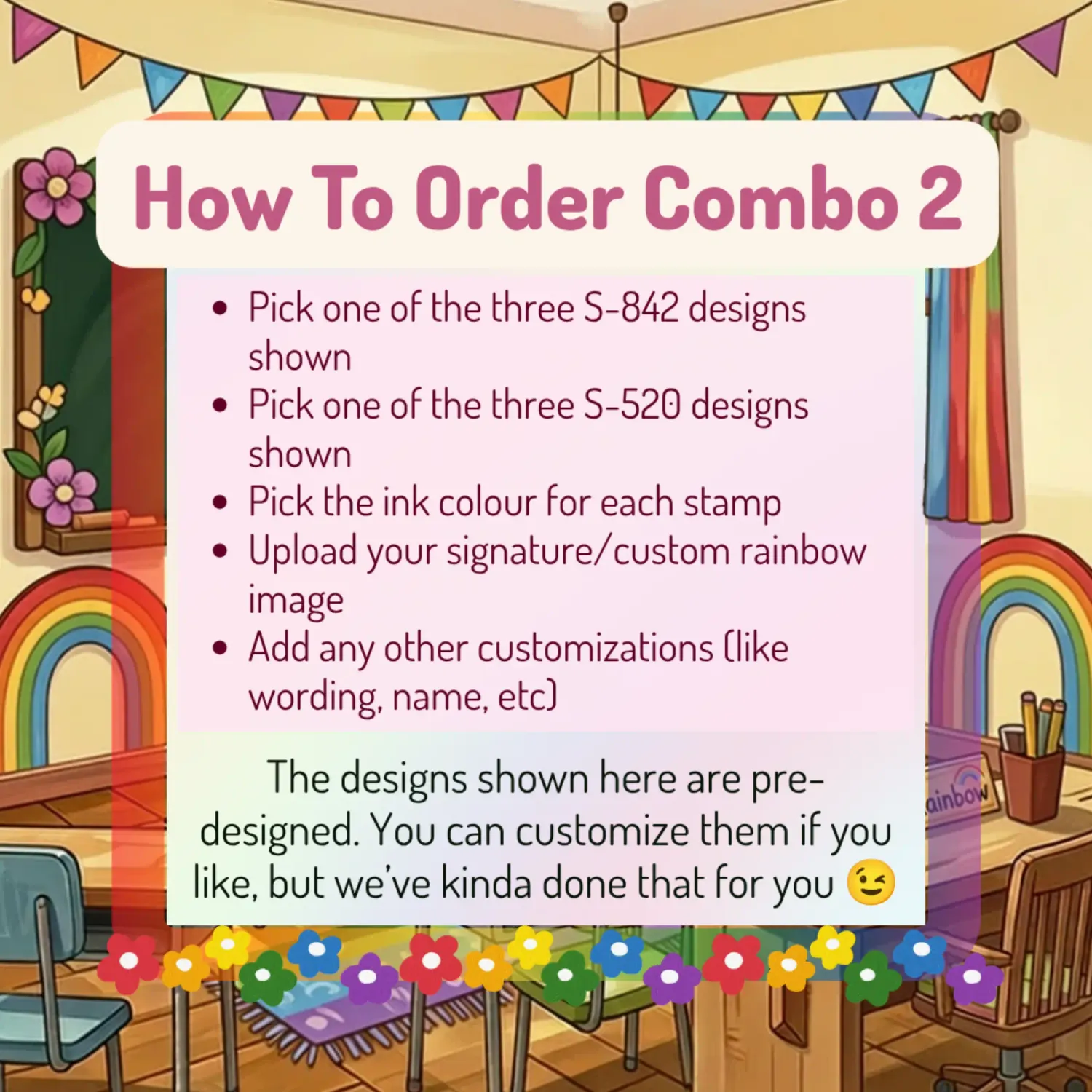 Rainbow Classroom Stamp Combo 2 – 2 Self-Inking Teacher Stamps