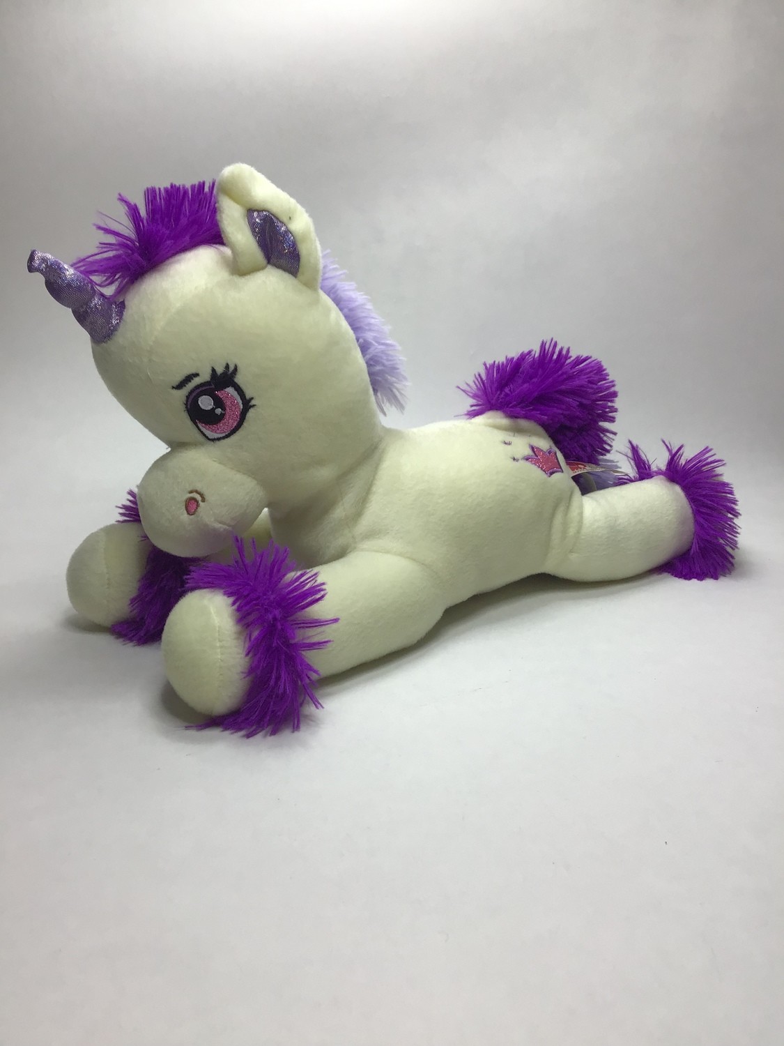 Einhorn lila weiß 30cm liegend