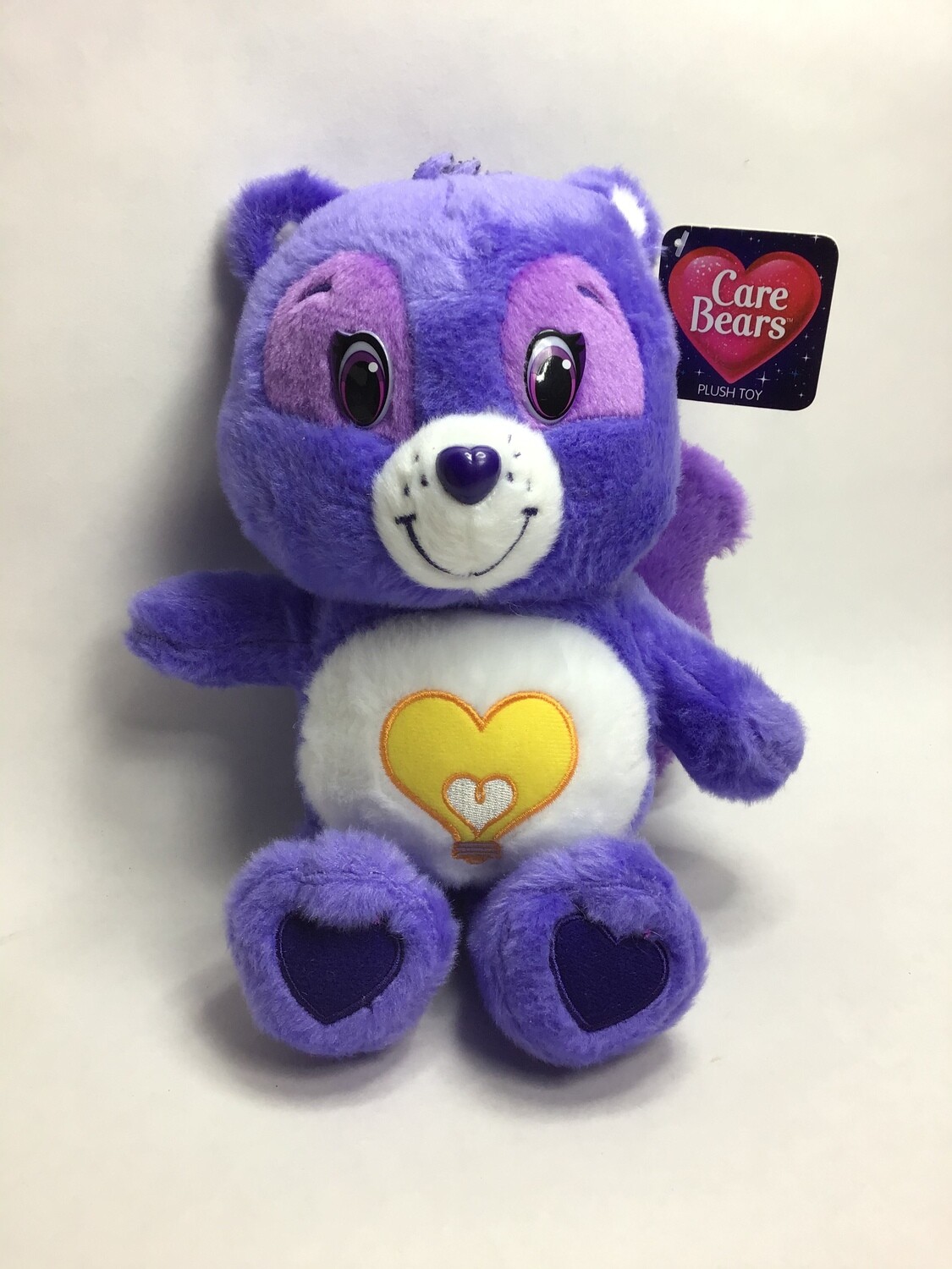 Glücksbär Care Bears Lila Klug-Herz Waschbär stehend 32cm Neuware mit Etikett