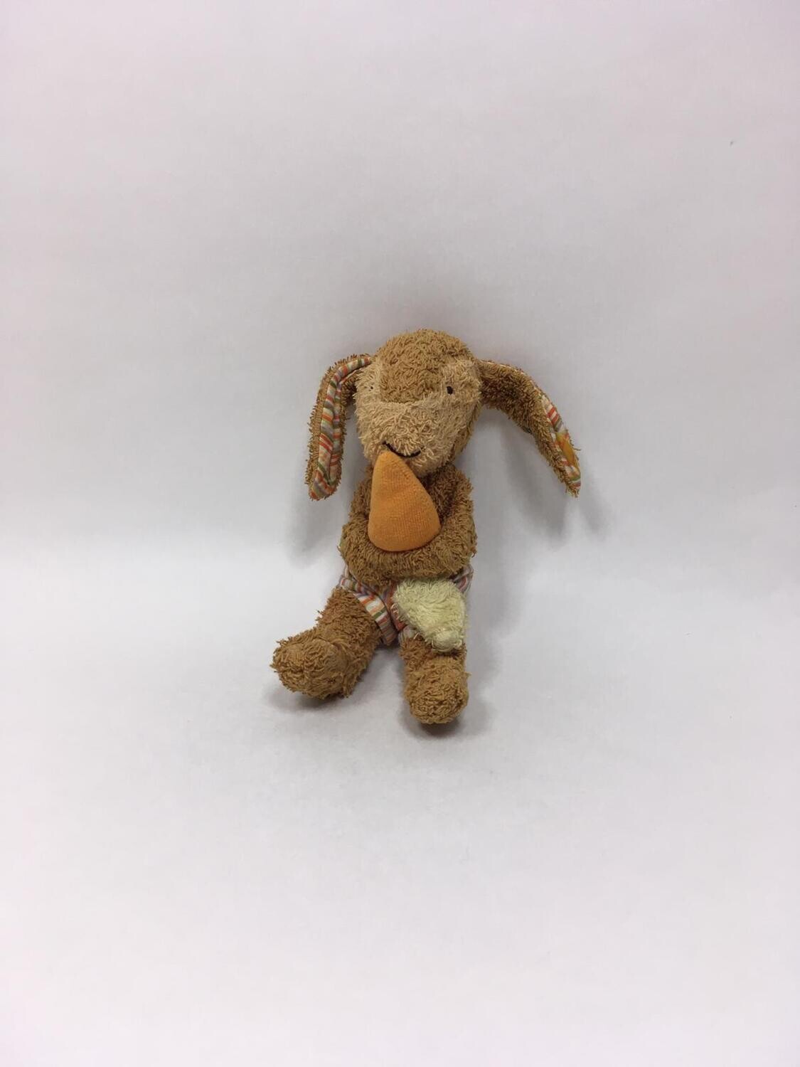 Steiff Hase mit Karotte 231186 mit Knopf und Fahne stehend 20cm Rarität