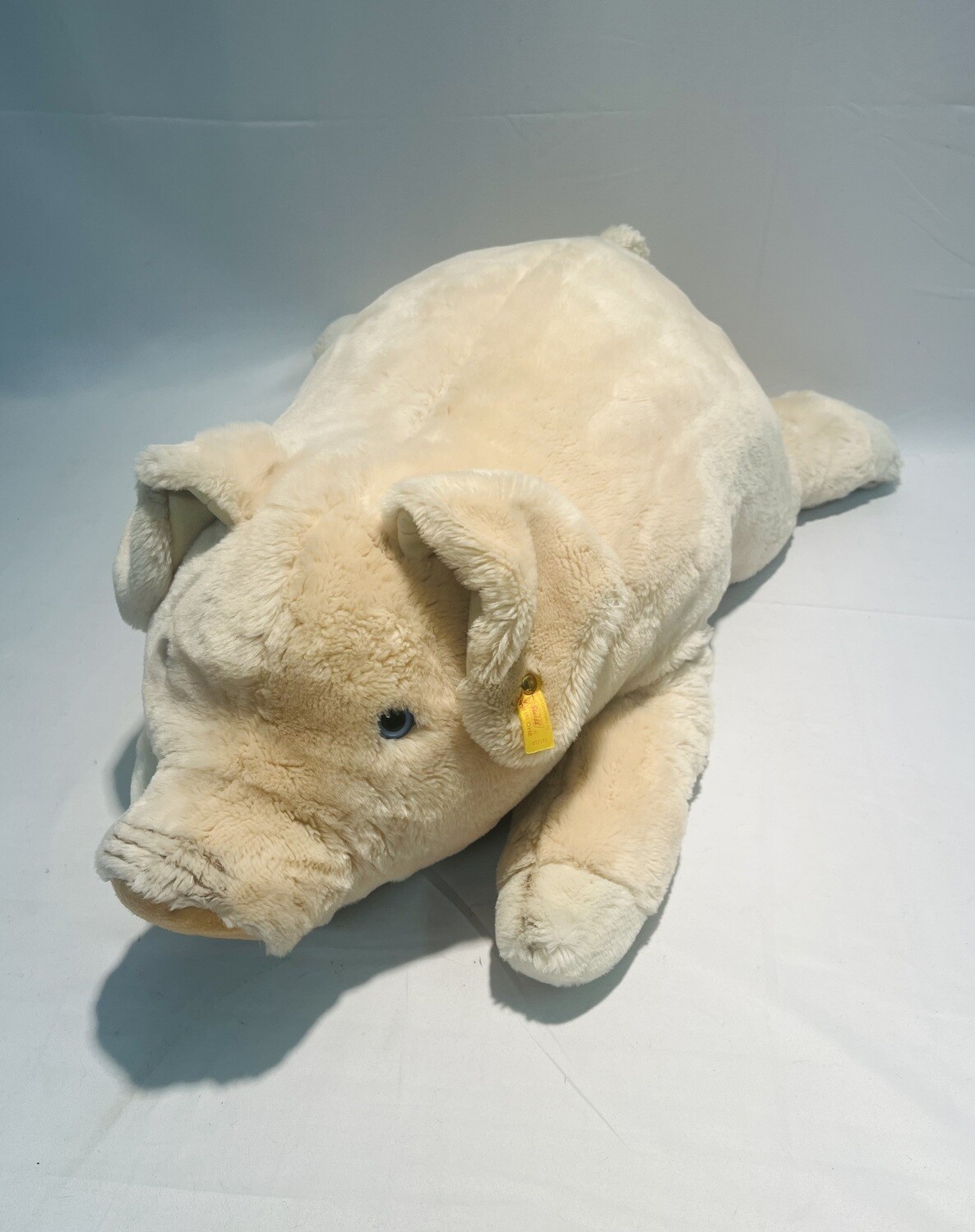 XXL Steiff Schwein 072581 mit Knopf und Fahne liegend 70cm 1,1kg Mega Sammlerstück