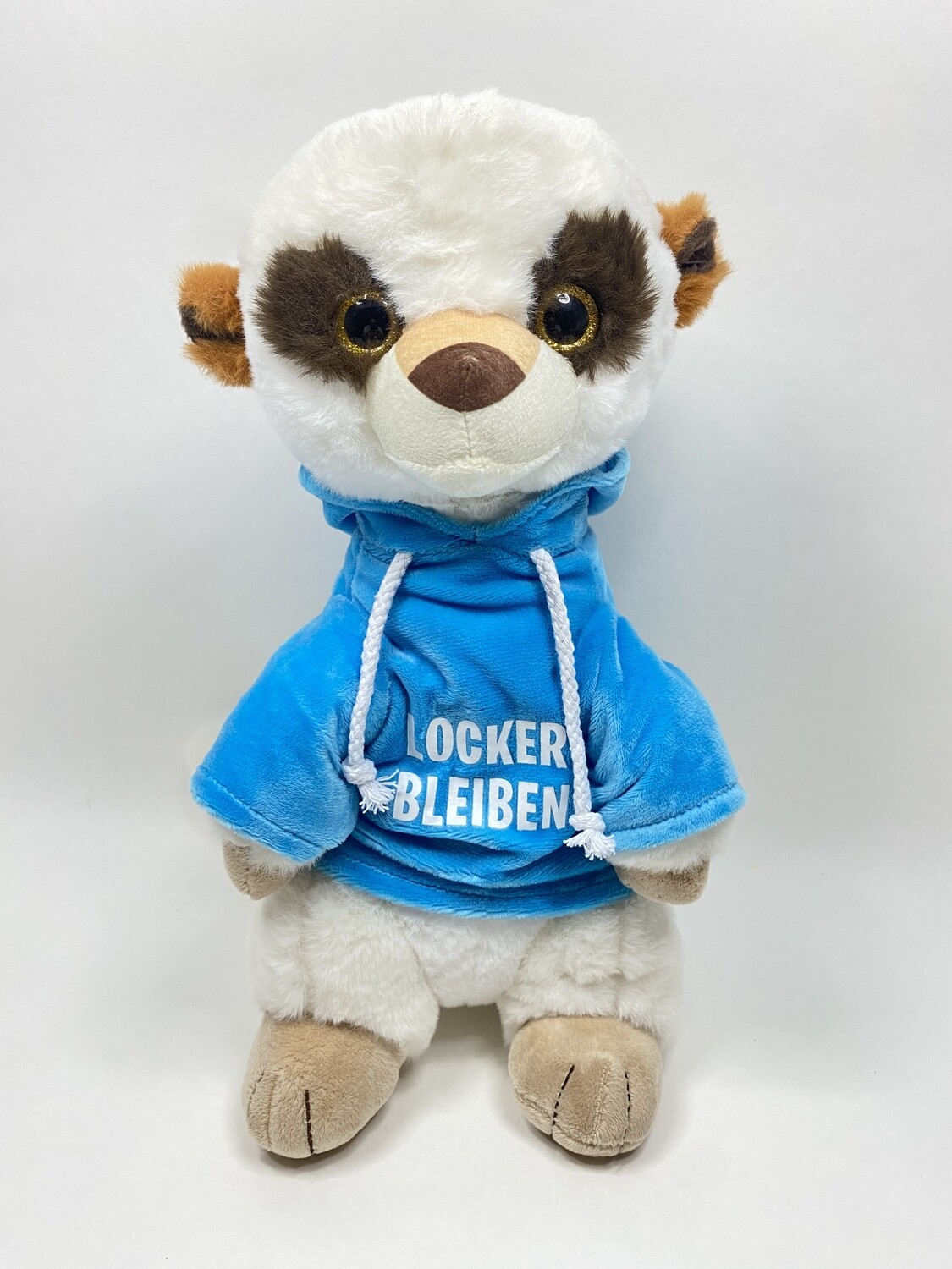 Erdmännchen mit Pulli Weiß Blau sitzend 36cm Neuware mit Etikett