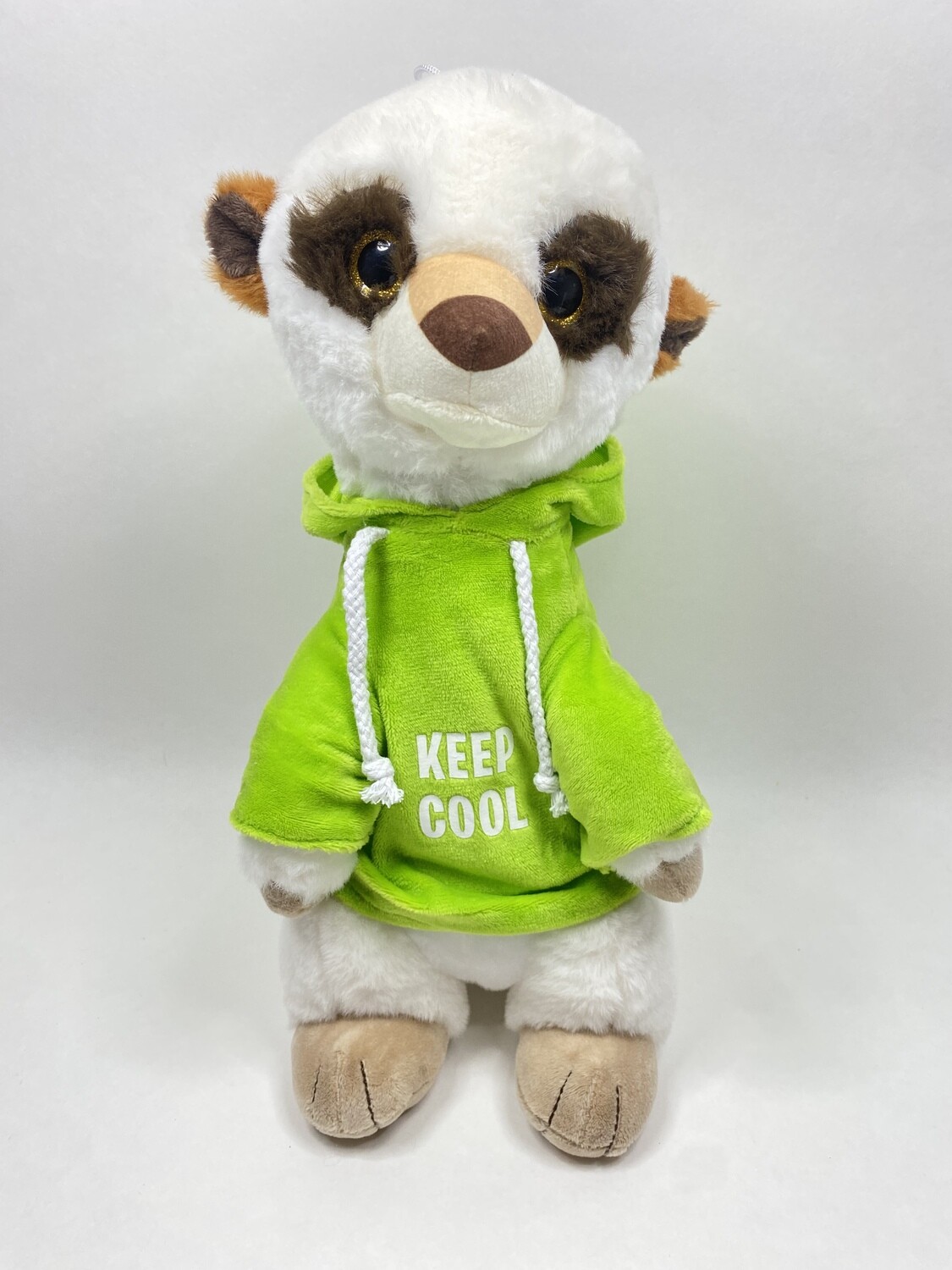 Erdmännchen mit Pulli Weiß Grün sitzend 36cm Neuware mit Etikett