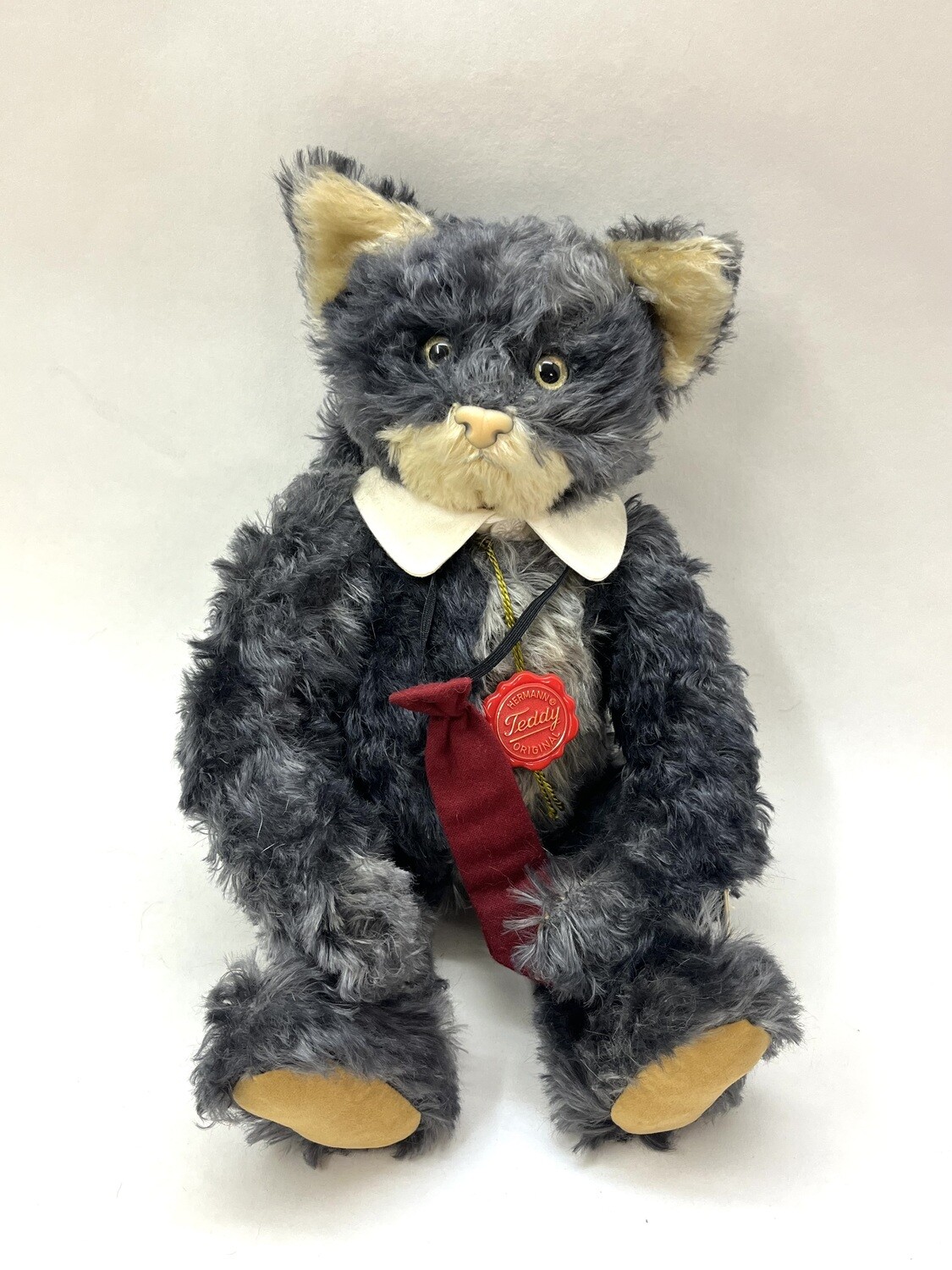 Katze Felix Teddy Hermann mit beweglichen Gliedern Limited Edition 291/1000 stehend 37cm Mega Sammlerstück mit Etikett, Zertifikat und Originalkarton