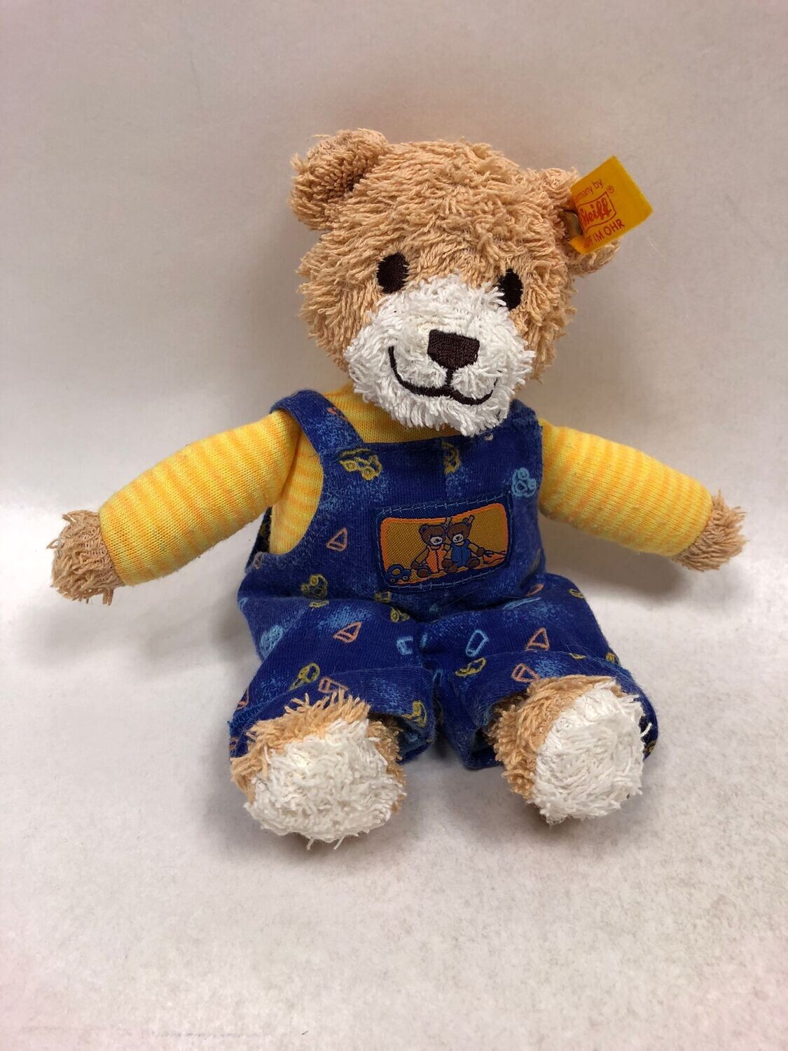 Steiff Teddy Freundschaftsbär mit Knopf und Fahne stehend 20cm Sammlerstück