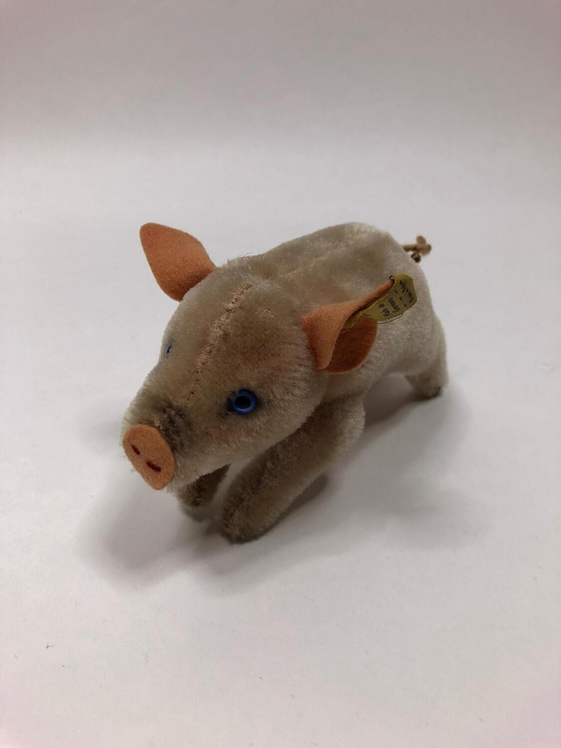 Steiff Schwein Jolanthe Pig 1310.08mit Knopf und Fahne stehend 23cm Vintage Sammlerstück