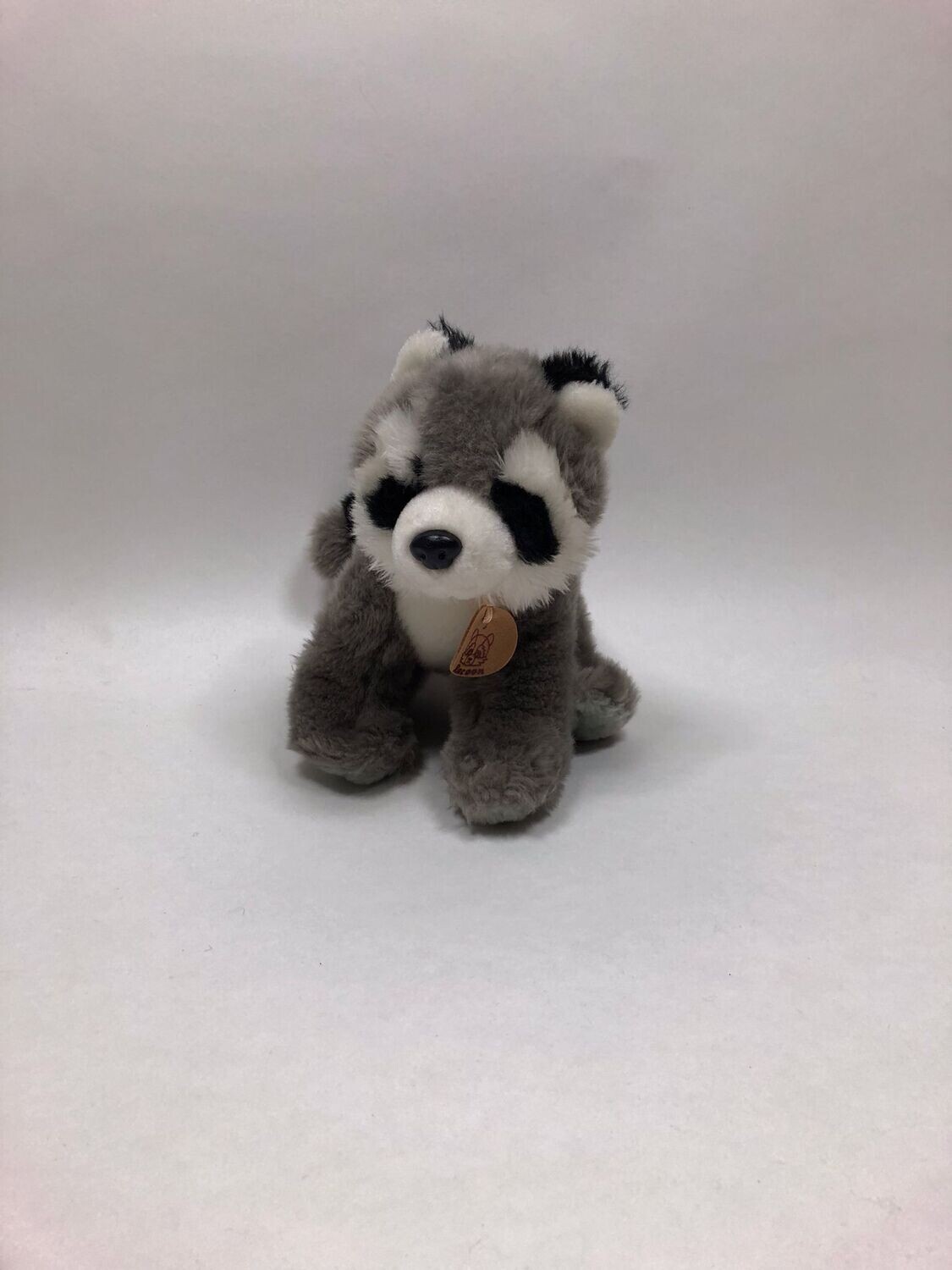 Waschbär Knuffel sitzend 35cm Vintage mit Brustschild