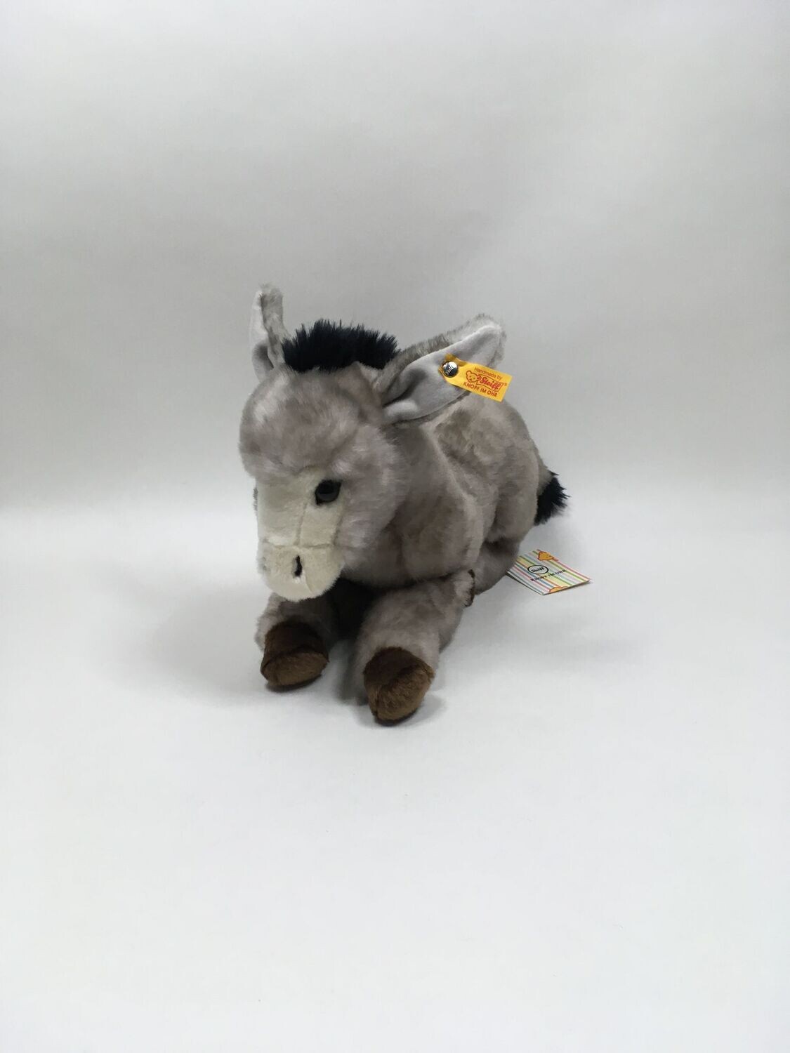 Steiff Esel Issy 067457 mit Knopf und Fahne stehend 45cm Mega Rarität Neuwertig mit Etikett